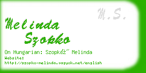 melinda szopko business card